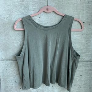 Olive green split back cropped tank